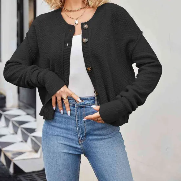Button Down Exposed Seam Cardigan