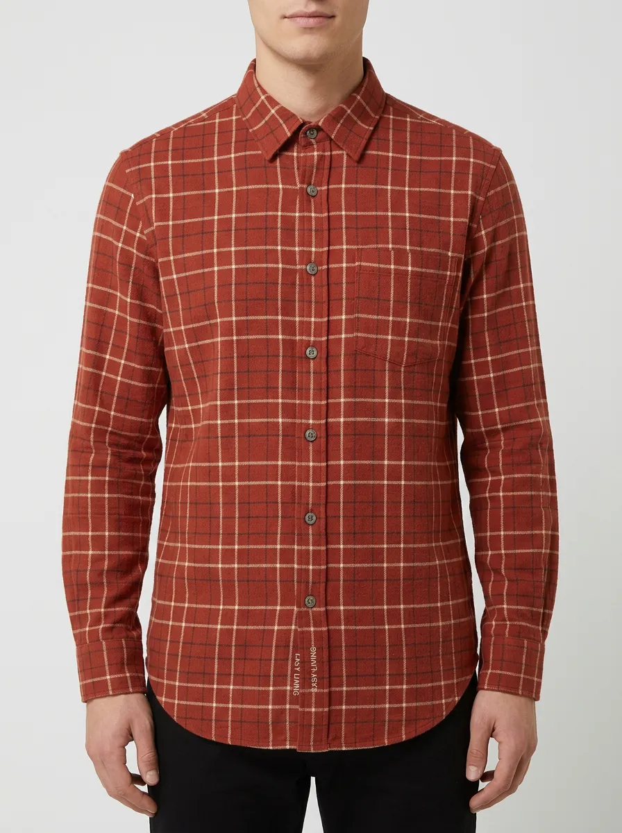 Classic Design Plaid Long-Sleeve Men's Long-Sleeve Shirt