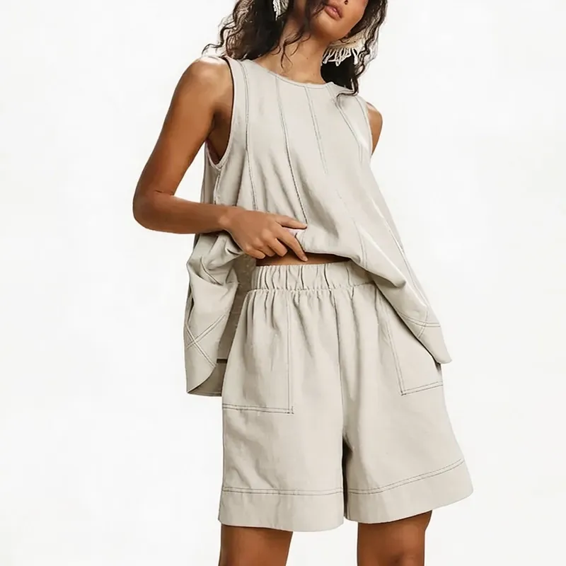 ⏰Hot Sale-Women's Cotton Tank Top & Shorts Set🔥8-Pack - All Colors Included