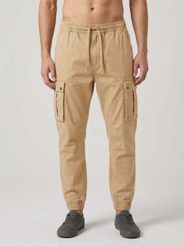 Utility Elastic-Waist Solid-Style Men's Cargo Pants