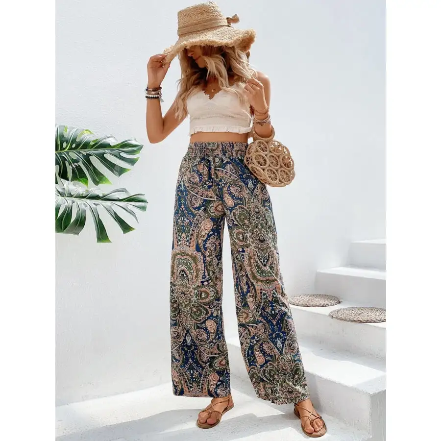 Soft Printed Wide Leg Pants