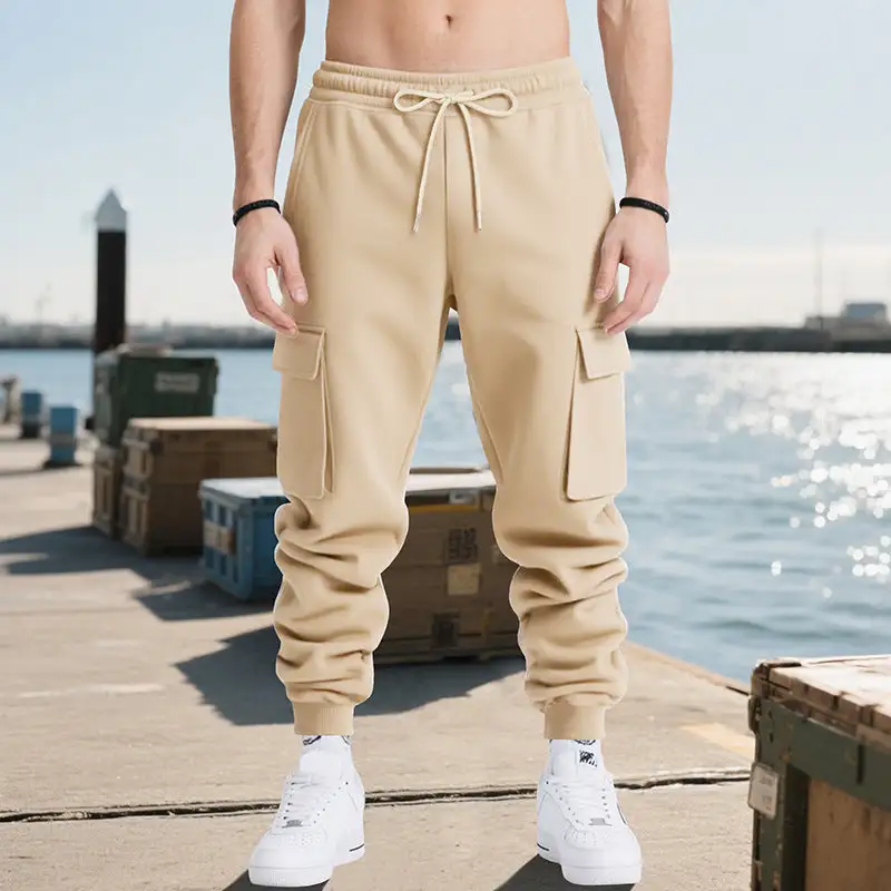 Men's Cargo Jogger Pants Pockets Waistband Cargo Pants