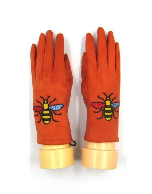 Bee Embroidered Winter Gloves