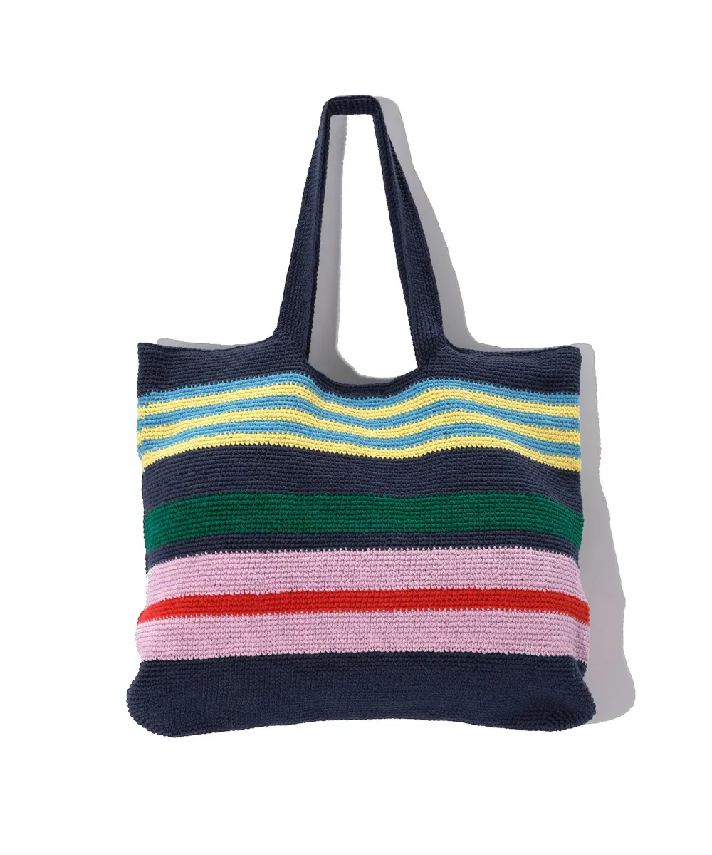 Vacation Essential Navy Stripe Crochet Tote