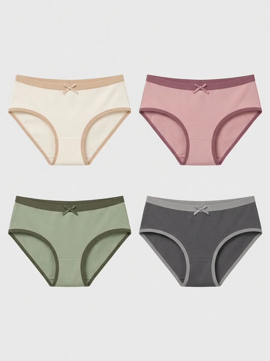 Women's Multi-Pack Bowknot Trim Cotton Briefs