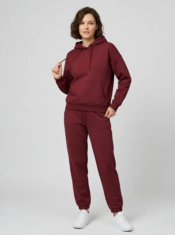 Women's Mauve Solid Hoodie & Pants Set