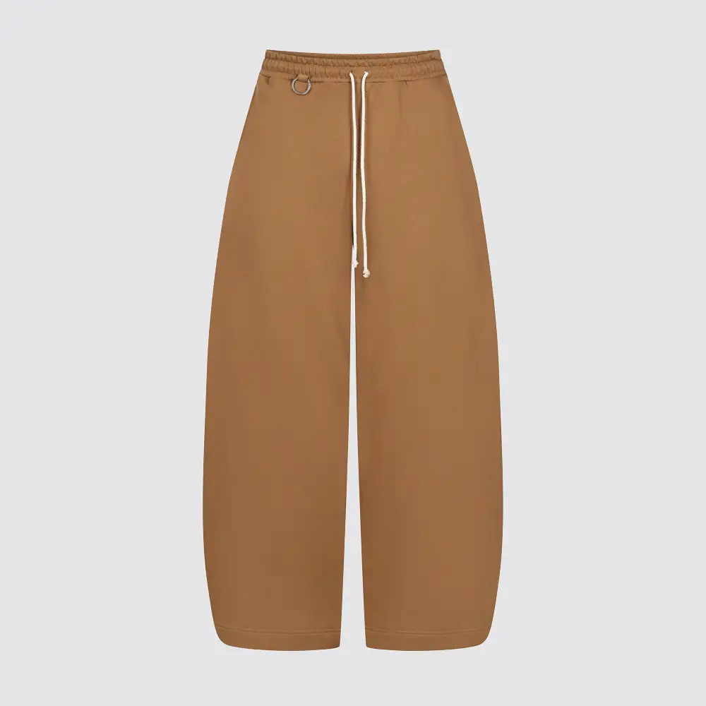 Pocketed Barrel Leg Flowy Barrel French Terry Wide Barrel Sweatpants