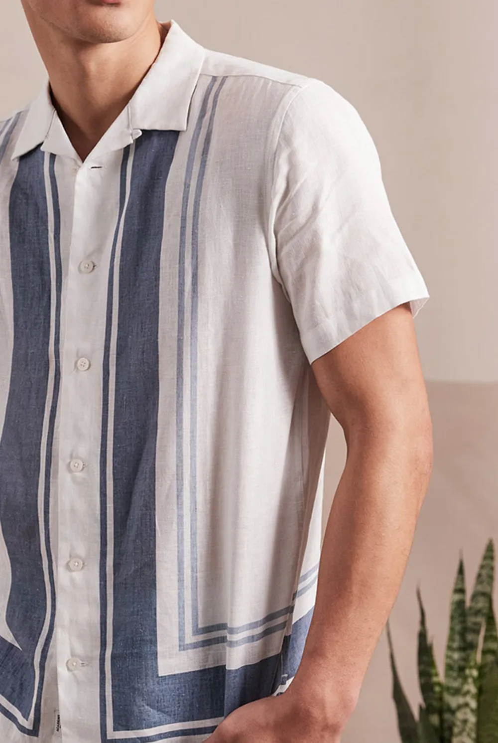 Charlie Short Sleeve Shirt-White/peach