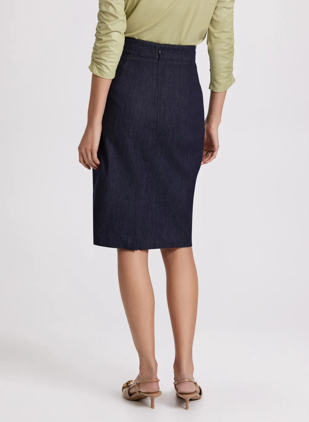 Solid Denim Pencil Skirt