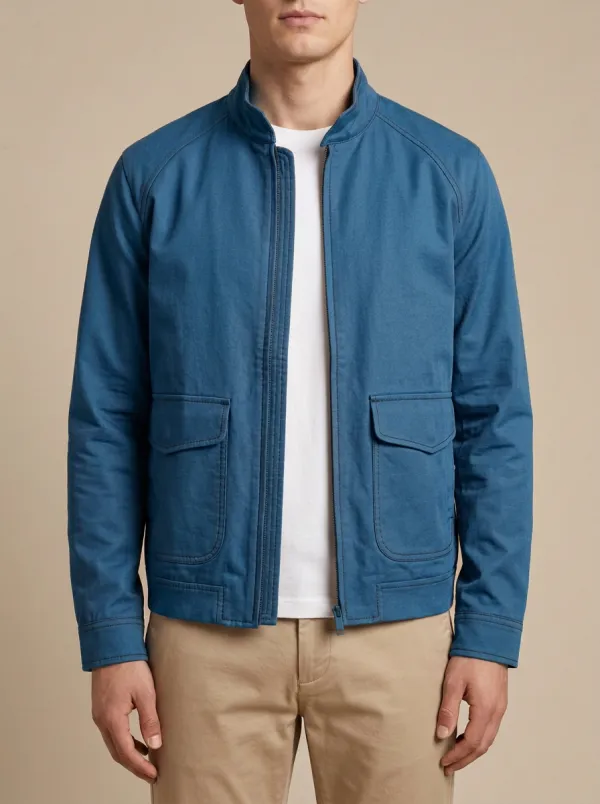 Relaxed Solid Color Zip Jacket