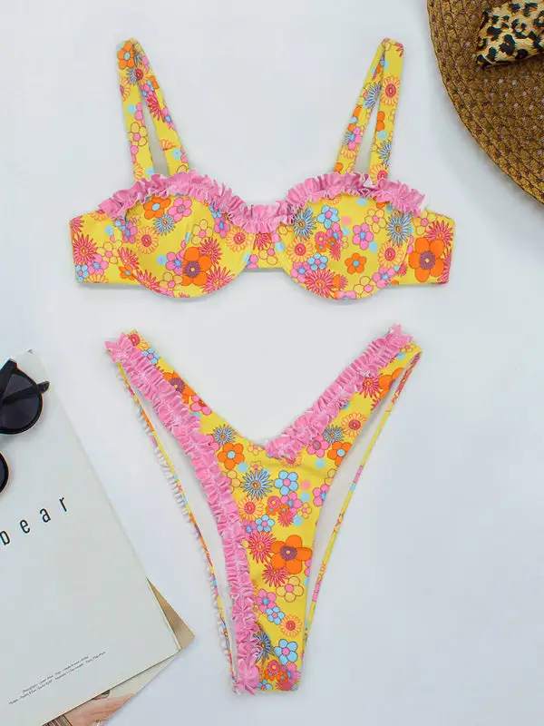 Lace Floral Bikini Swim Set