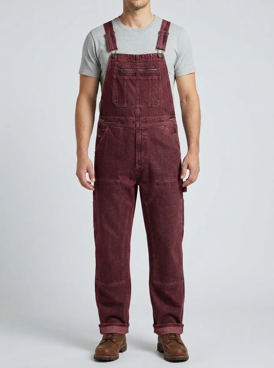 Men's Casual Workwear Blue Denim Bib Overalls