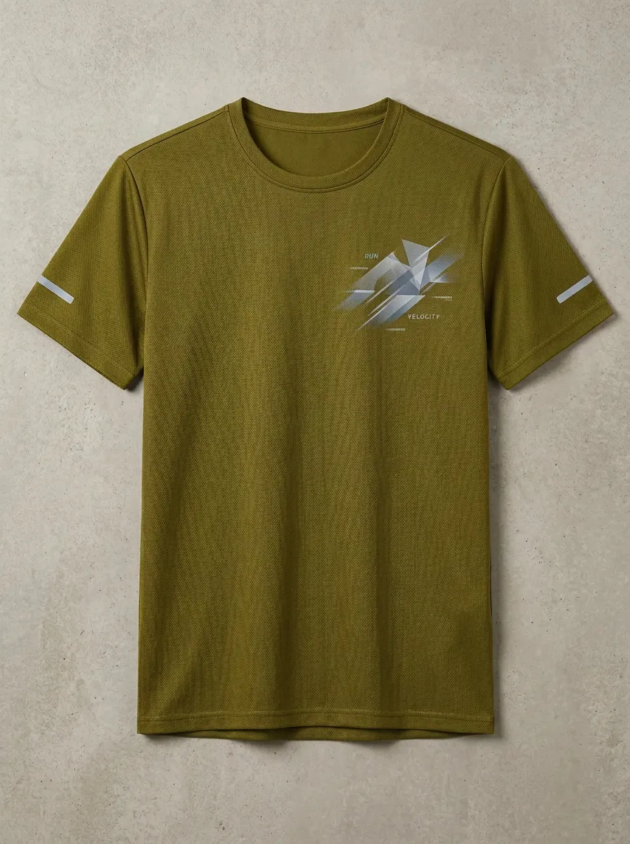 Men's Running Sports Velocity Geometric Printed Reflective Quick-Dry T-Shirt