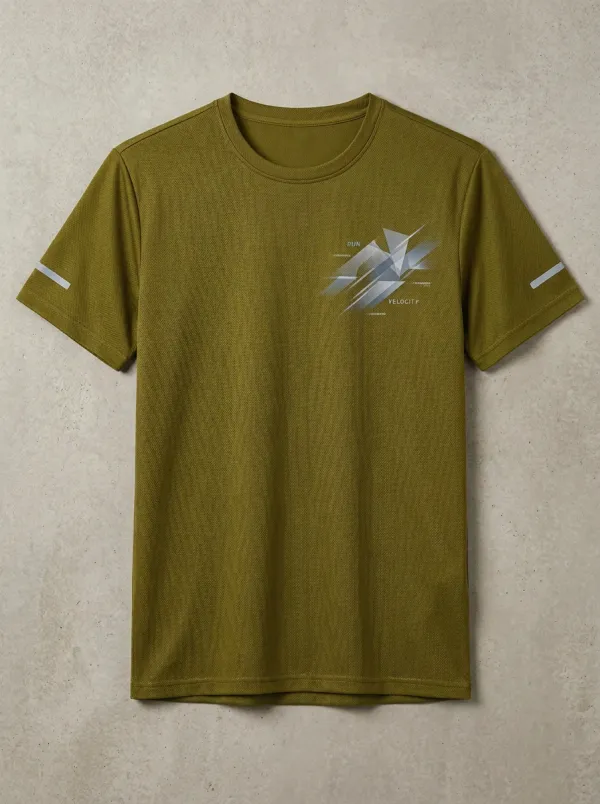 Men's Running Sports Velocity Geometric Printed Reflective Quick-Dry T-Shirt