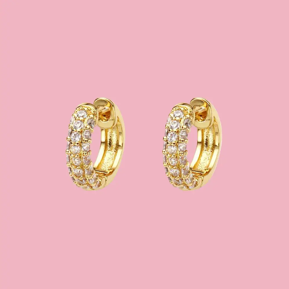 Cubic Zirconia Mini Chunky Zirconia Hoop Earrings