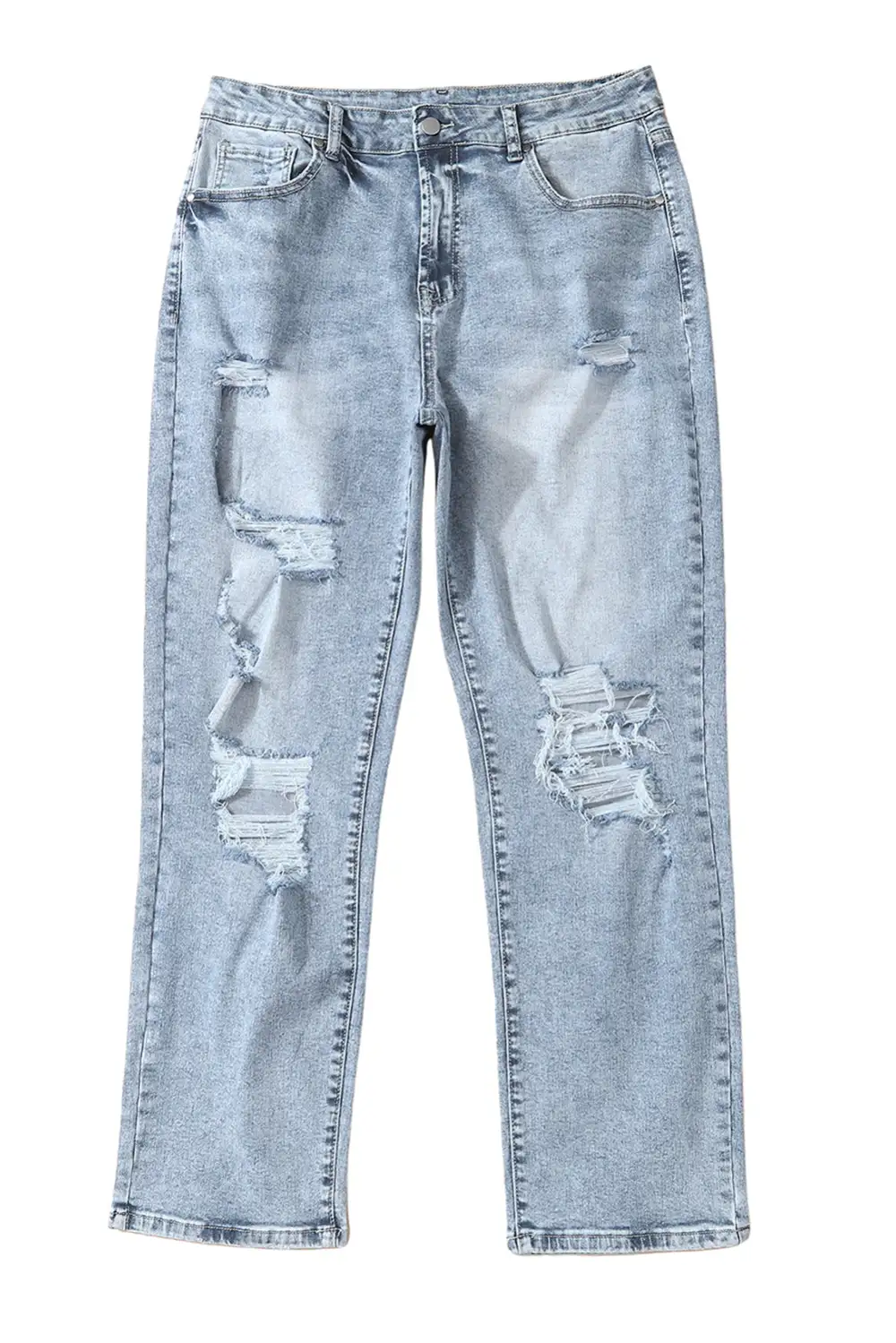 Frayed Slim Fit High Waist Denim Jeans
