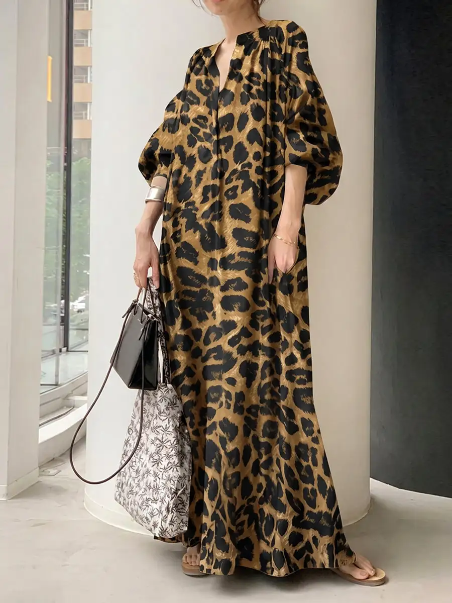 Half Pleated Neck Maxi Dress