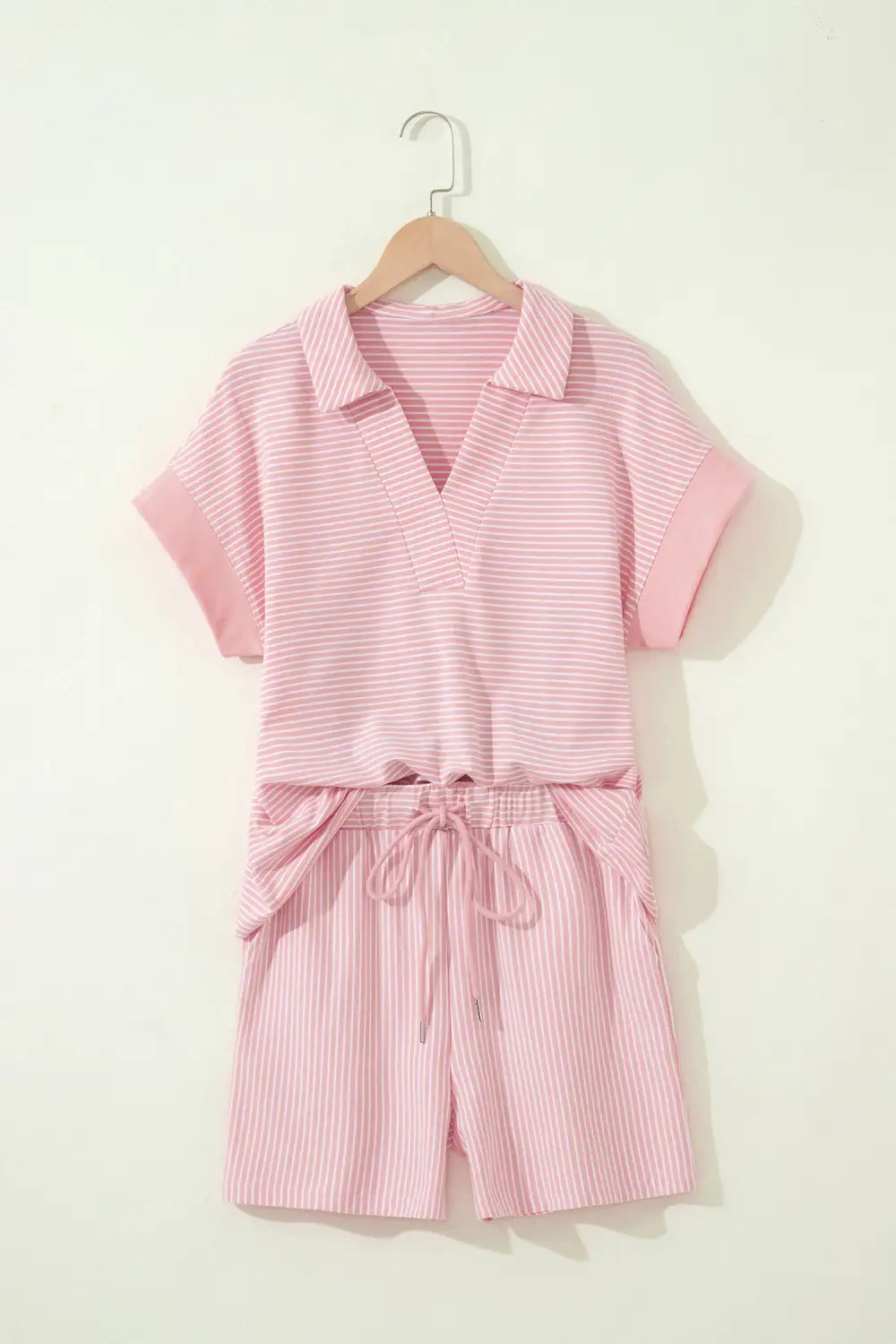 Softly Styled Striped Polo Shirt and Shorts Set