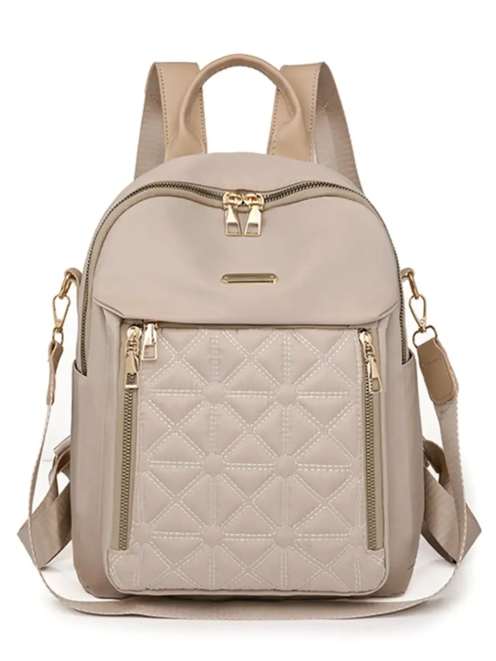 Quilted Woven Fabric Backpack