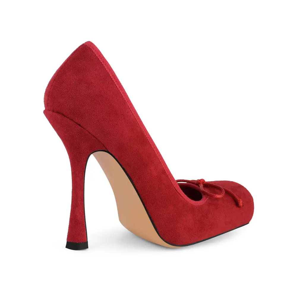 Suede Finish Leopard Pattern Square Toe Stiletto Pumps