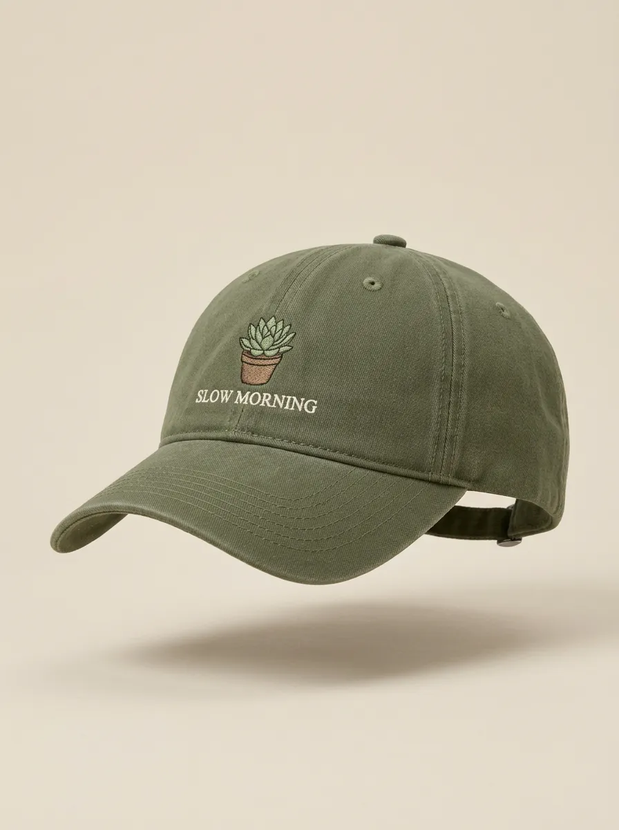 Classic Plant-Lover Slow-Morning Succulent Embroidered Unisex Baseball Cap