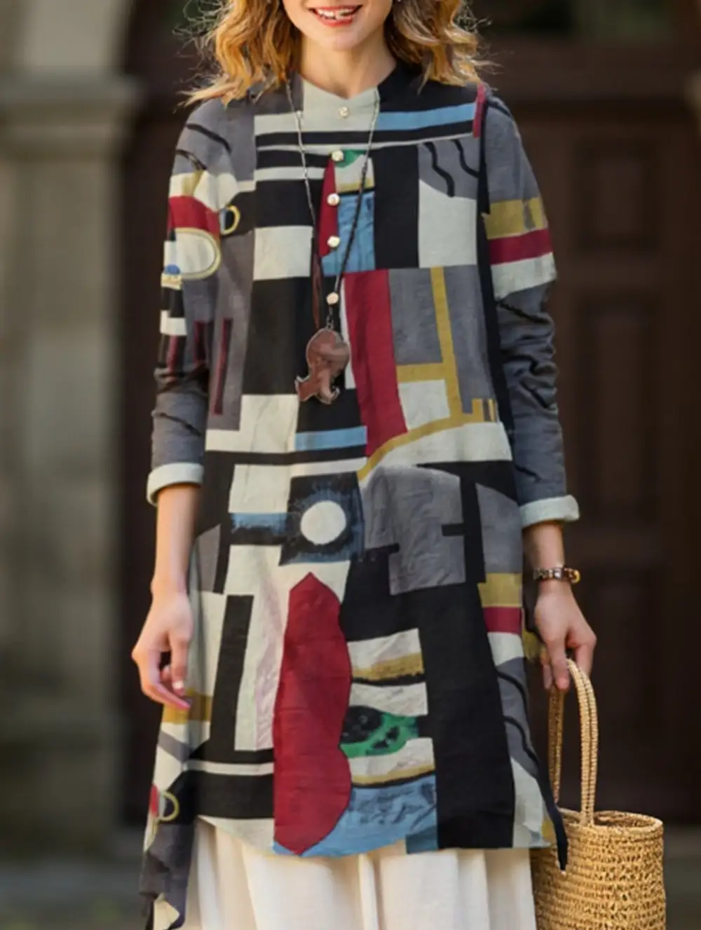 Loose Bohemian Mid-Length Shirt