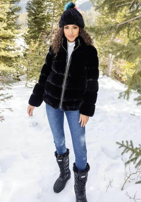 Black Faux Fur Uptown Mink Jacket