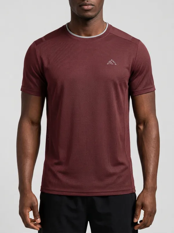 Men's Mountain Athletic Mesh Textured Technical Sport Crewneck T-Shirt