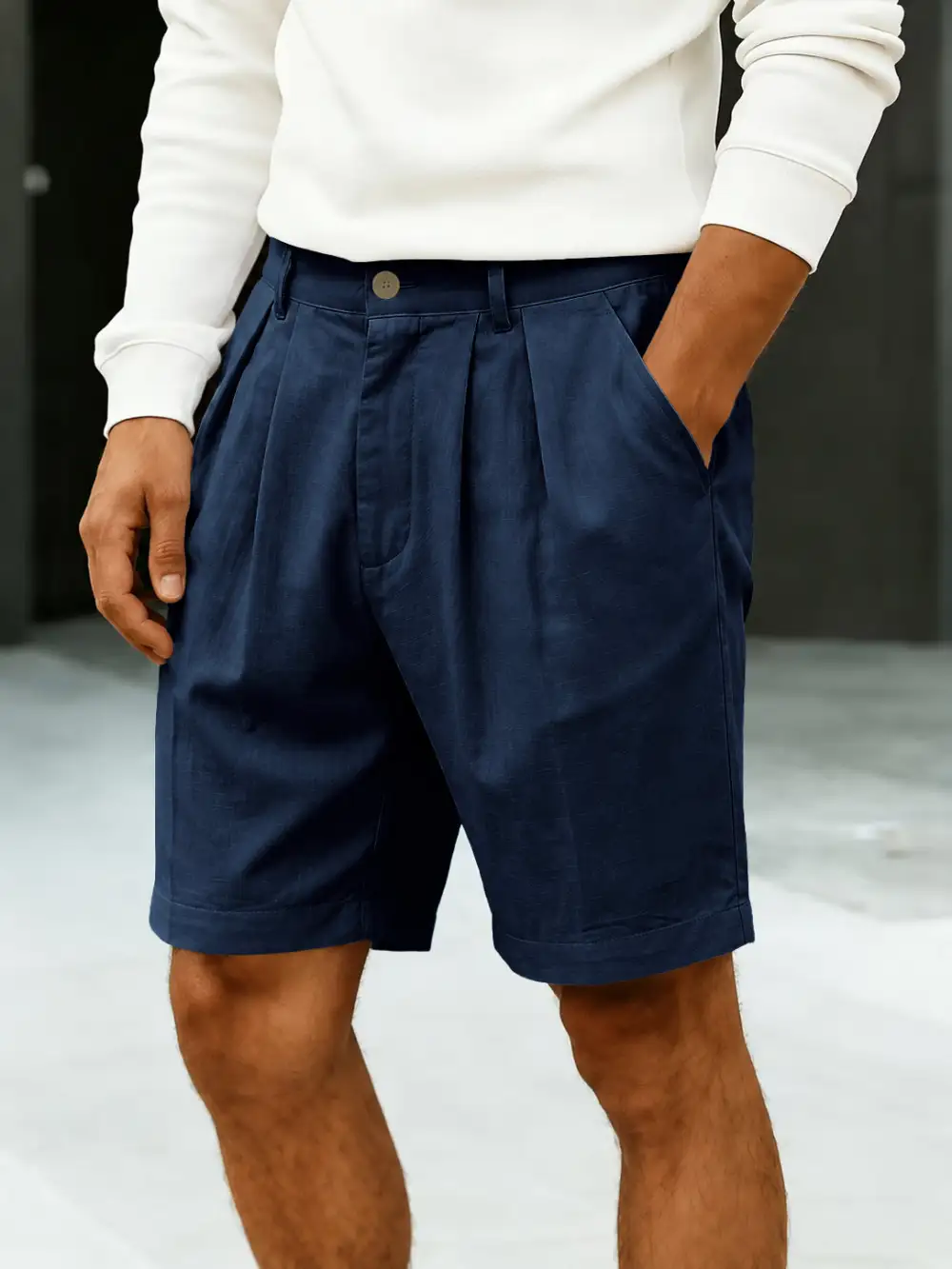 Men's High Rise Pleated Chino Shorts