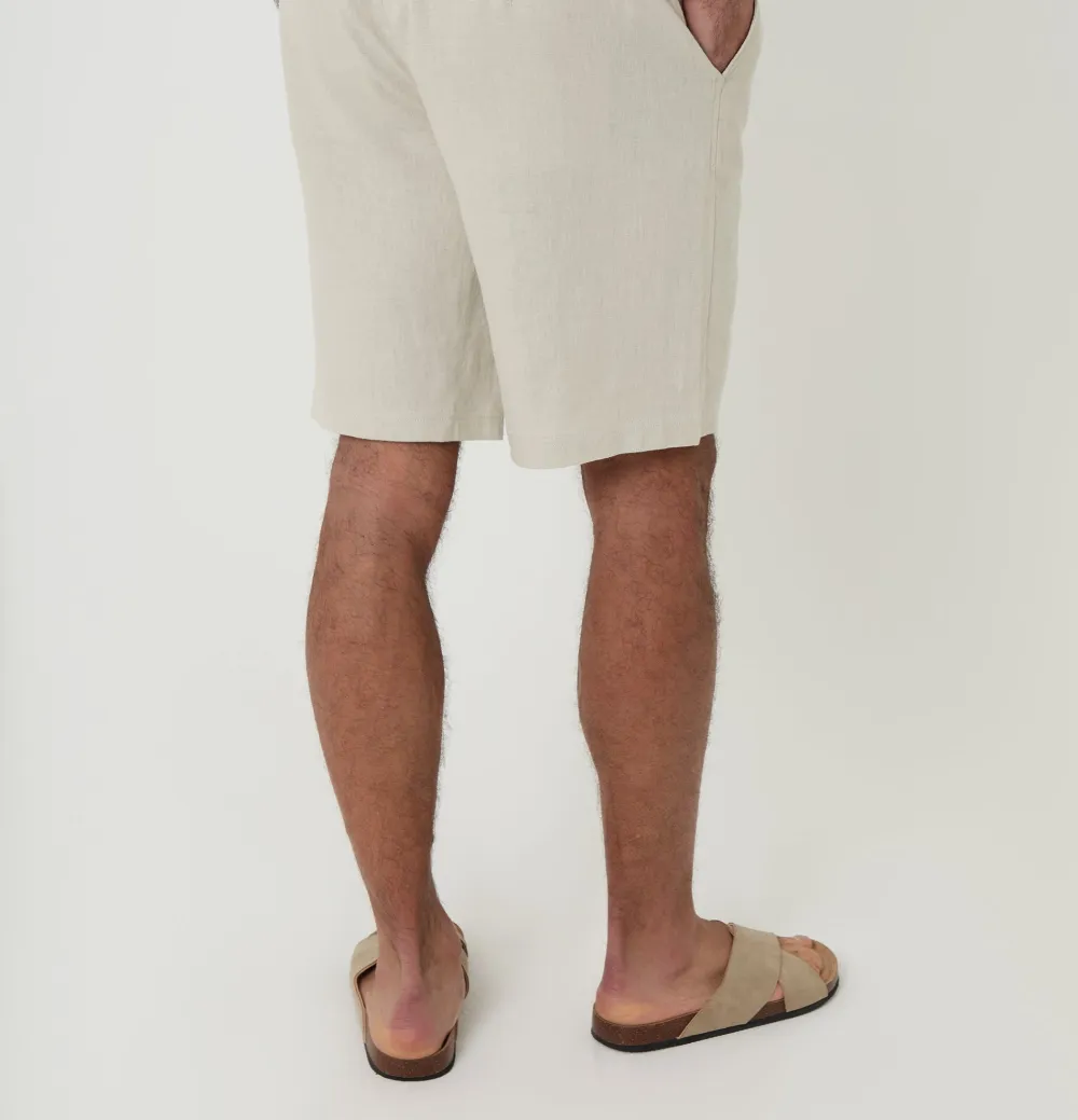 Men's Light Stone Linen Blend Shorts
