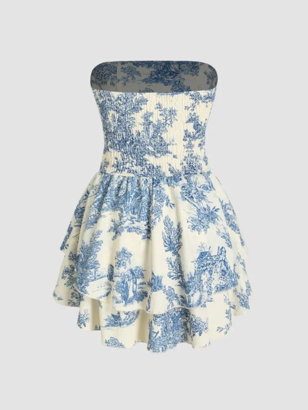 Shirred Ruched Mini Dress