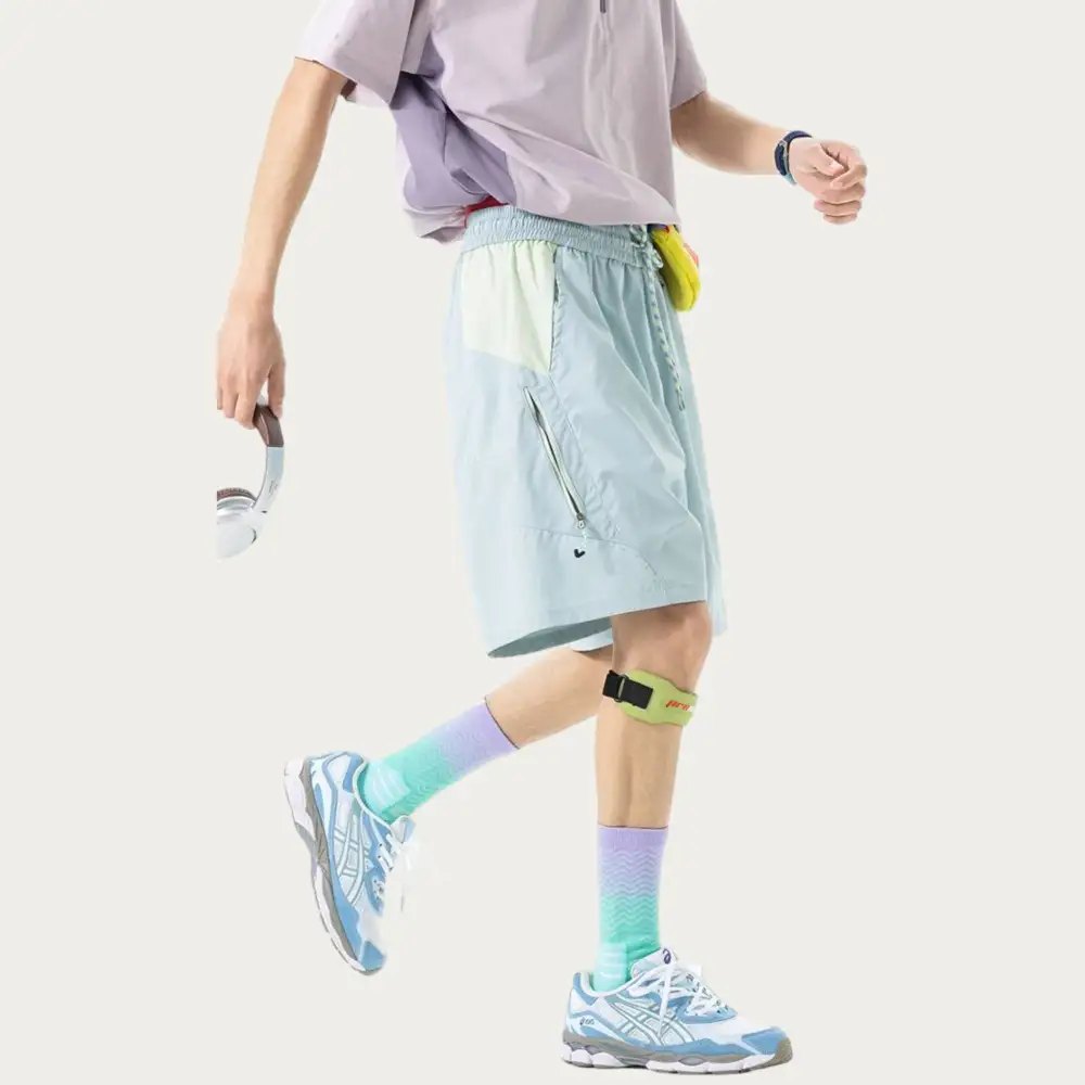 Drawstring Pocketed Lightweight Colorblock Men's Athletic Shorts