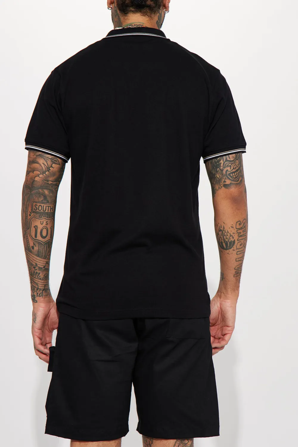 Stretch Short Sleeve Polo - Black
