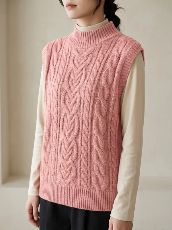 Cable Mock Neck Sweater Vest
