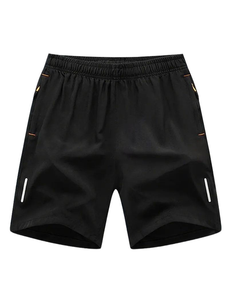 Men's Solid Color Zipper Pocket Shorts