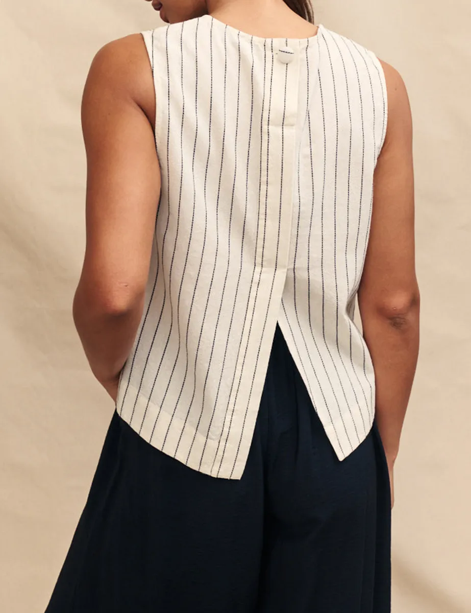 Cream Pinstripe Swing Top