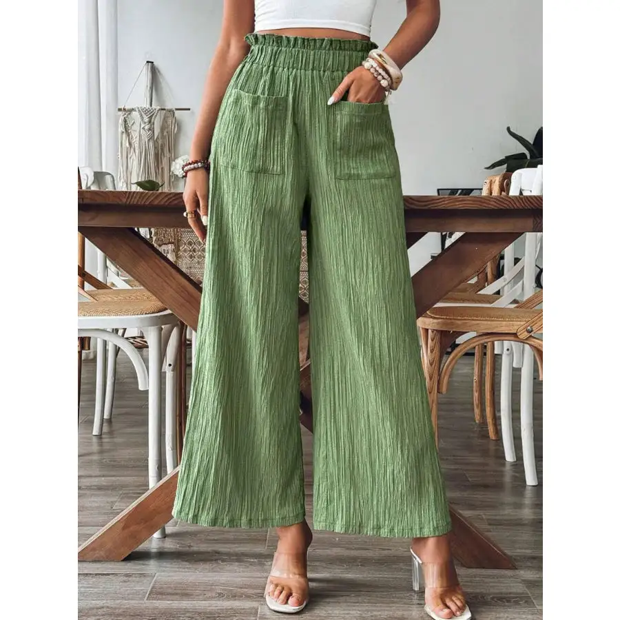 Casual Frill Wide Leg Pants