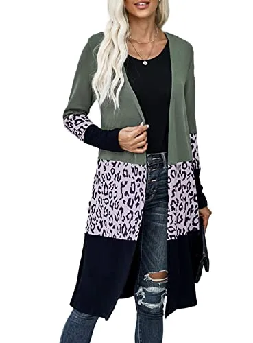 Womens2022FashionCasualOpenFrontPrintedCardigansSweatersThinCoatsJacketsOuterwear