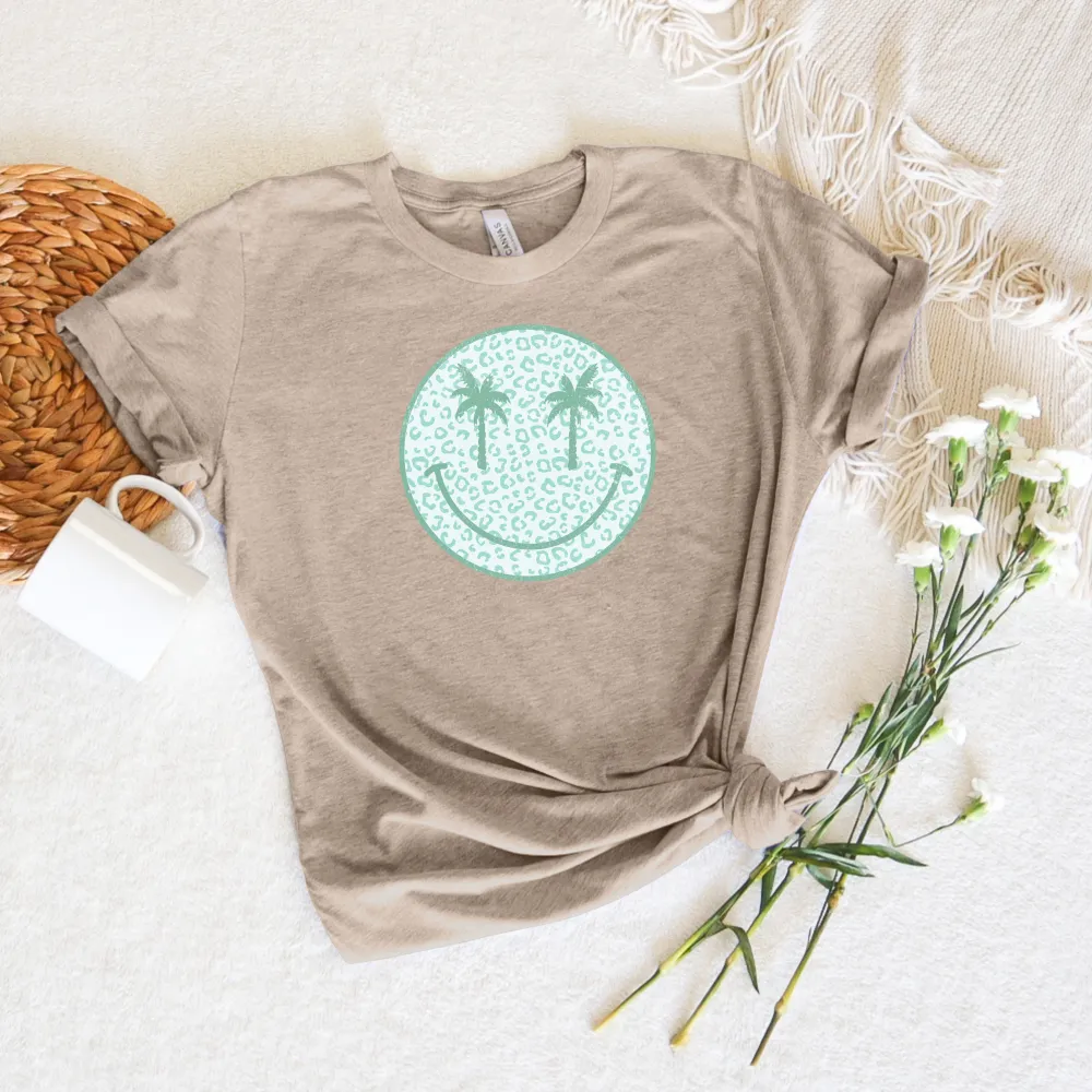 Palm Tree Smiley Graphic Everyday Tee