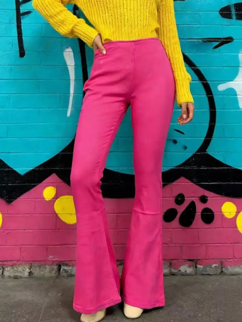 Washed High Waist Flare Leg Denim Jeans