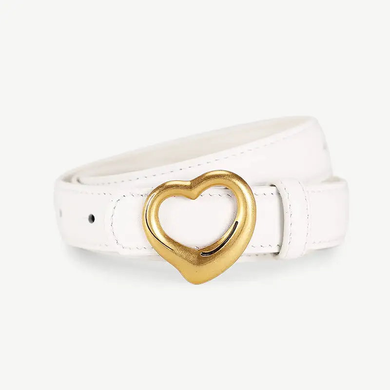 Heart Buckle Cowhide Leather Belt