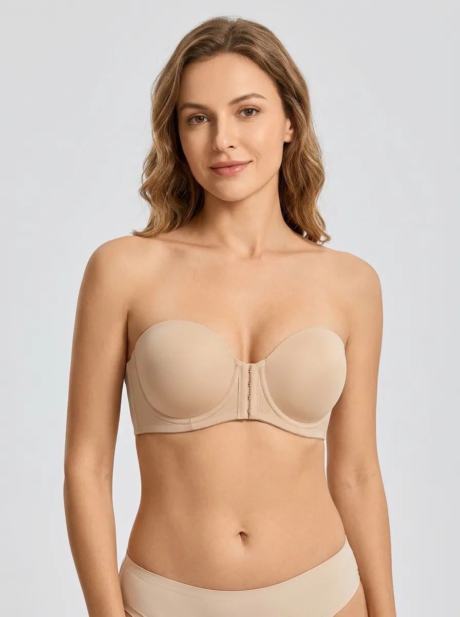 Women's Form-Fitting Front-Closure Strapless Bra