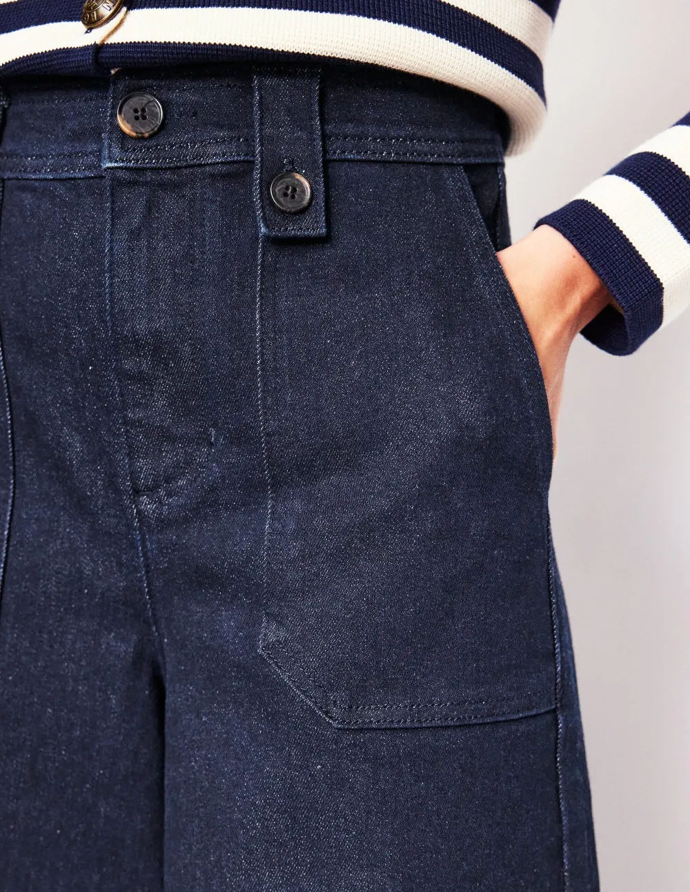 Navy Blue Wide - Leg Trousers