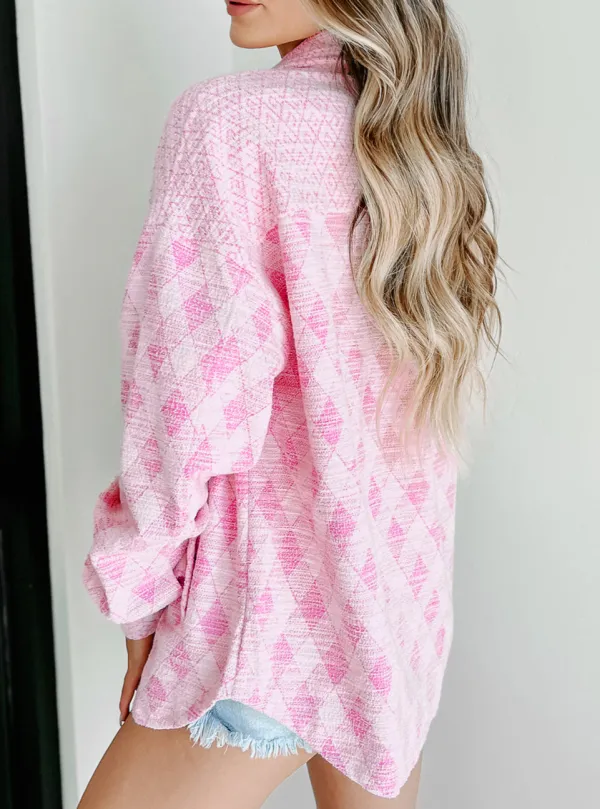 Delicacy Geometric Print Textured Flap Detail Shirt Jacket