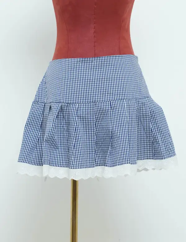 Chicchecked Color Block Zip Open Mini Skirt