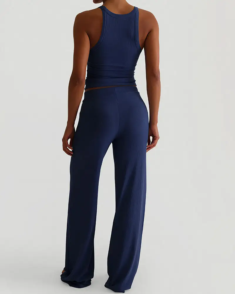 Racerback Tank and Wide-Leg Pants Lounge Set