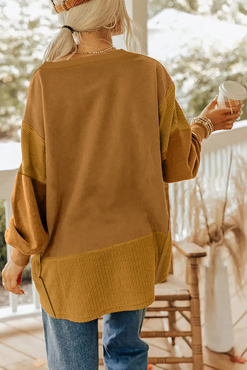 Relaxed Patchwork Textured Sweatshirt