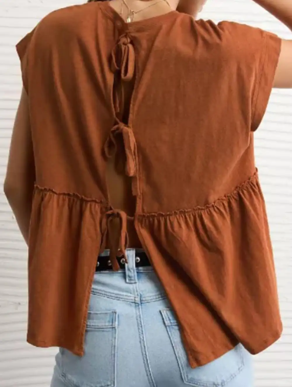 Babydoll Style Thin Top With Back Tie