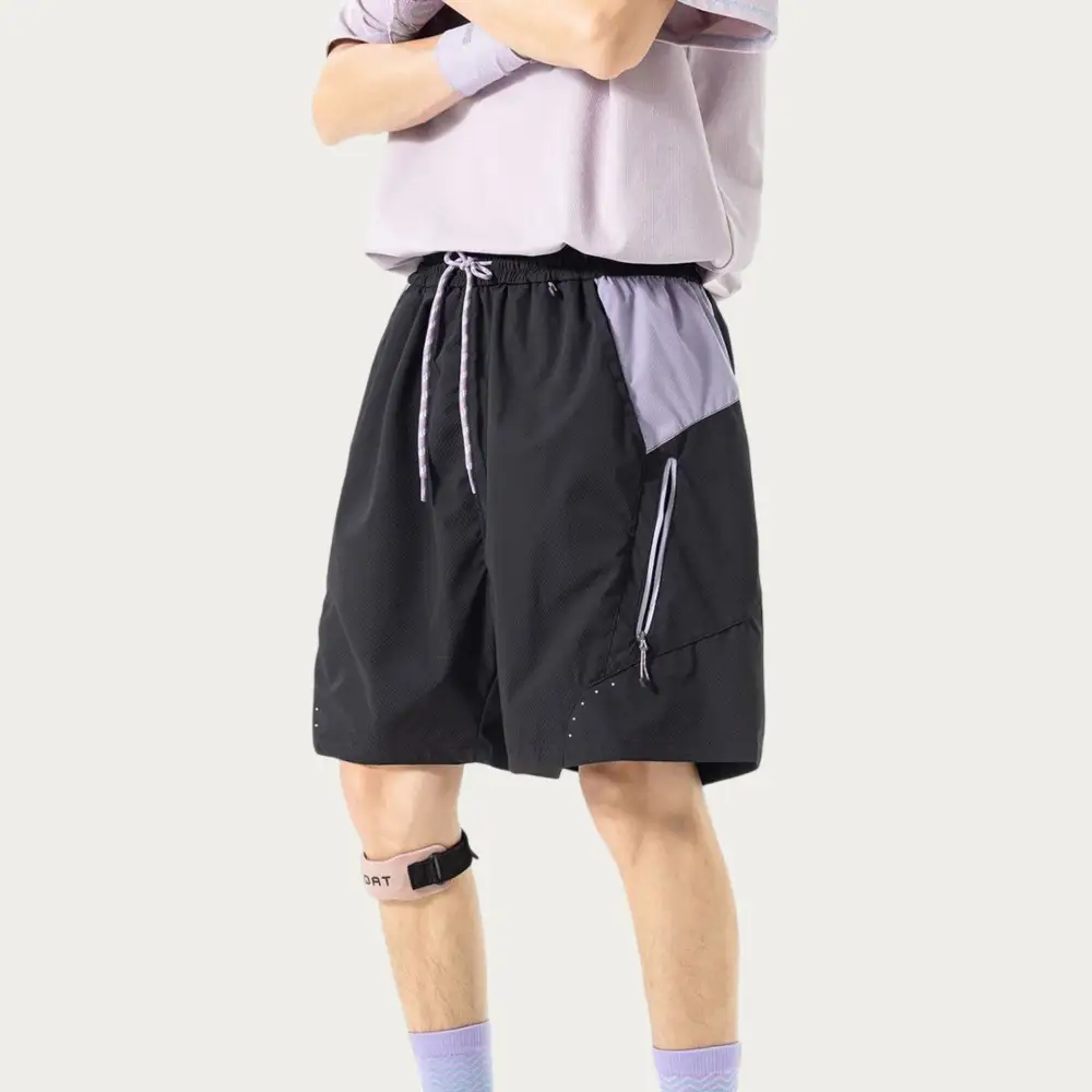 Drawstring Pocketed Lightweight Colorblock Men's Athletic Shorts