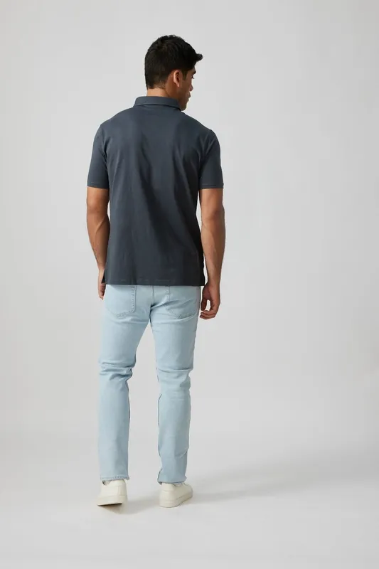 Charcoal Cotton Jersey Polo Shirt